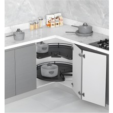 Starax 3051-A Antrasit 3/4 Borusuz Ahşap Tablalı Döner Sepet Takımı