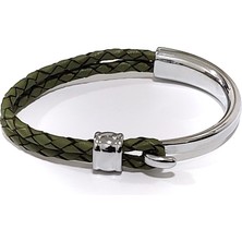 Herşey Nota Atlas Halka Yeşil Hakiki Deri Kancalı Erkek Bileklik-05