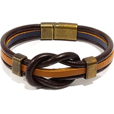 Herşey Nota Savaşçı Düğümü Kahve Taba Kombin Hakiki Deri Erkek Bileklik-Örgü & Düğümlü TASARIM-1200