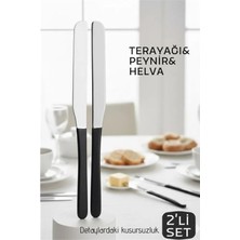 Marsilyan Lüks Seri 2'li Tereyağı ve Peynir Bıçağı Seti - Paslanmaz Çelik & Ergonomik Silikon Saplı 16 cm