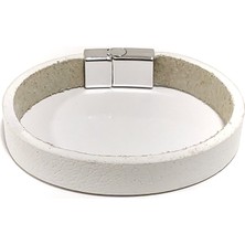 Herşey Nota Bej Rengi Hakiki Deri Kordon Erkek Bileklik | Mıknatıslı Metal Tokalı, Minimal ve Şık Tasarım-35-88
