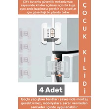 Wintoup Kendinden Yapışkanlı Montaj Gerektirmez Estetik Buzdolabı Çekmece Dolap Kapağı Çocuk Kilidi 4 Adet