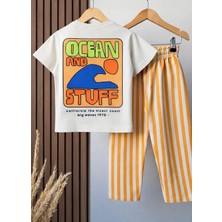 Monila Erkek Çocuk Bej Bisiklet Yaka Pamuklu Jogger Pantolonlu Altüst Takım