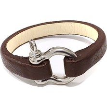 Herşey Nota Mapa Noir Kahverengi Hakiki Deri Çelik Erkek Bileklik-24