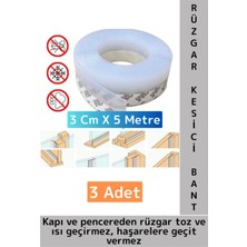 Wintoup Özel Üretim Kapı Altı Pencere Rüzgar Böcek Haşere Önleyen Rüzgar Kesici Bant 3 cm x 5 Metre 3 Adet