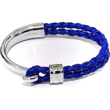 Herşey Nota Ateş Pusulası Lacivert Kancalı Hakiki Deri Erkek Bileklik-38