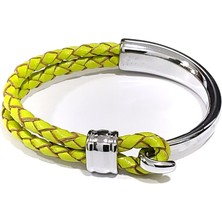 Herşey Nota Kuğu Model Sarı Hakiki Deri Erkek Bileklik-59