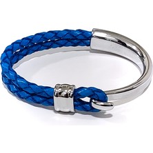 Herşey Nota Atlas Halka Mavi Hakiki Deri Kancalı Erkek Bileklik-02