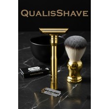 Qualis Q17 Full Metal Manuel Tıraş Makinesi + F10 Fırça + Kase + 5 Adet Yaprak Jilet
