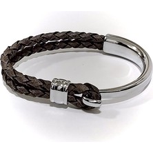 Herşey Nota Atlas Halka Haki Hakiki Deri Kancalı Erkek Bileklik-07