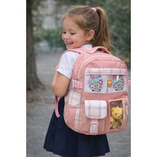 Dadacuq Kore Tarzı Beş Bölmeli Aksesuarlı Beslenmeli 2 Li Okul Çanta Seti