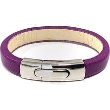 Herşey Nota Yıldırım Violet Mor Hakiki Deri Çelik Erkek Bileklik-21