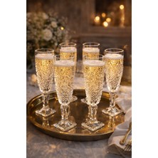 Zürih Collection 6 Parça Kristal Desenli Kahve Yanı Su Bardağı , Crackle Ayaklı Cam Kadeh , Kokteyl Bardağı , Şampanya Bardağı , Meşrubat Bardağı