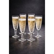 Zürih Collection 6 Parça Kristal Desenli Kahve Yanı Su Bardağı , Crackle Ayaklı Cam Kadeh , Kokteyl Bardağı , Şampanya Bardağı , Meşrubat Bardağı