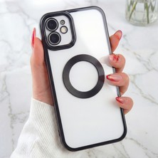 Fibaks Apple iPhone 11 Kılıf Logo Gösteren Parlak Kenarlı Kamera Lens Korumalı Şeffaf Omega Silikon Kapak