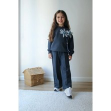 bebexy Mavi Çiçek Detaylı Eşofman Takımı Lacivert