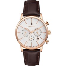 Gant Erkek Kol Saati Kahverengi Deri Kordon Rose Gold Kadran 43.5 mm Paslanmaz Çelik Kasa Mineral Cam 5 Atm