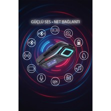 Tekvora Bluetooth 5.4 Motosiklet Kask Interkom Gürültü Engelleyici Su Geçirmez LCD Ekranlı