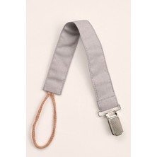 My Vera Gri  - Metal Klipsli Emzik Askısı - Kumaş Pamuk Bağcıklı Emzik Zinciri - Emzik Tutacağı