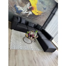 Erduran Mobilya Angelo 5 Modül Siyah Nubuk Köşe Koltuk Takımı