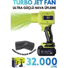 7go 7GAB01 21V Kablosuz Hava Üfleyici | 32.000RPM Turbo Fan, 12.000MAH Batarya, Bahçe & Araç Kurutma, Toz Temizleme