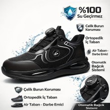 Çelik Burun Otomatik Bağcıklı  Su Geçirmez Spor Iş Ayakkabısı Delinmez Ortopedik S3