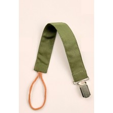 My Vera Haki - Metal Klipsli Emzik Askısı - Kumaş Pamuk Bağcıklı Emzik Zinciri - Emzik Tutacağı