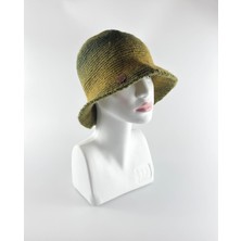 Kidilia Kışlık Renkli El Örgüsü Yeşil Bucket Şapka