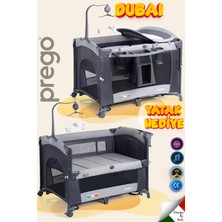 Prego Dubai 10in1 Anne Yanı Park Yatak Oyun Parkı Sallanır Beşik Yana Açılır Kolay Katlanır +Yatak Hediye