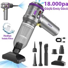 Ezere Stormvac 18000PA  Güçlü Dijital Göstergeli Vakumlu Kablosuz Üflemeli Mini Araç Süpürgesi