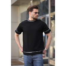 Madmext Siyah %100 Pamuklu Bisiklet Yaka Basic Erkek Tişört E7140