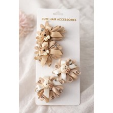 Minik Ayıcıklı Lastikli Kız Çocuk Bebek 4'lü Saç Toka