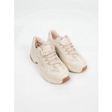 Kuum K15-34142 Vıp Exclus Bej Kadın Bağcıklı Sneaker Ayakkabı