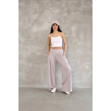 Bi Baksana Osy Modal Yumuşak Dokulu Kumaş Boru Paça Salaş Eşofman - Bej