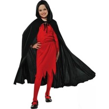 Marsilyan Kapşonlu Siyah Pelerin - Şapkalı Pelerin 90 cm