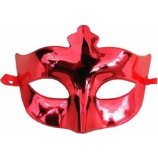 Marsilyan Kırmızı Renk Kostüm Partisi Ekstra Parlak Balo Maskesi 15X10 cm