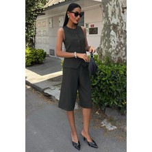 Bi Baksana Midi Şortlu ve Yelekli Viscon Takım 10167