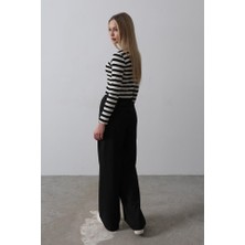 Bi Baksana Beli Yarım Lastikli Palazzo Pantolon - Siyah