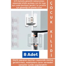 Wintoup Kendinden Yapışkanlı Montaj Gerektirmez Estetik Buzdolabı Çekmece Dolap Kapağı Çocuk Kilidi 8 Adet