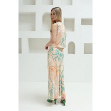 Bi Baksana Bağcıklı Bluzlu Etek Takım - Pudra