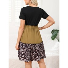 Bi Baksana Kadın Leopar Detay Üç Parça Viskon Elbise