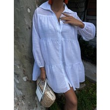 Bi Baksana Gömlek Yaka Pileli Elbise 2898