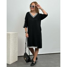 Bi Baksana Kadın Siyah Diz Üstü Ribanalı Elbise