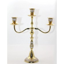 Magicool Pirinç Sedefli 3'lü Şamdan 19124