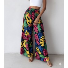 Bi Baksana Kadın Yüksek Bel Lastikli Desenli Süprem Pantolon