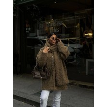 Bi Baksana Yün Cıkartılabilen Atkılı ,kaban Ikili Takım- Kahve