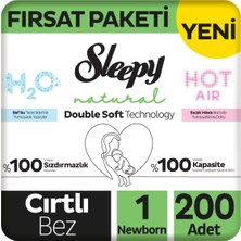 Sleepy Natural Double Soft Fırsat Paketi Bebek Bezi 1 Numara Newborn 200 Adet