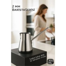 Marsilyan Premium 304 Paslanmaz Çelik Cezve - 300 ml Profesyonel Barista Serisi, Isıya Dayanıklı Sap