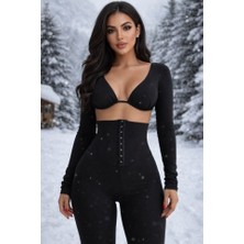 Bi Baksana Kadın Yüksek Bel Toparlayıcı Korse Detay Agraflı Çelik Kumaş Tayt