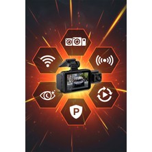 Tekvora 3 Lens Wifi Destekli Araç Içi Kamera | 1080P Ön + Iç & Arka Kayıt | Gece Görüş | Park Modu